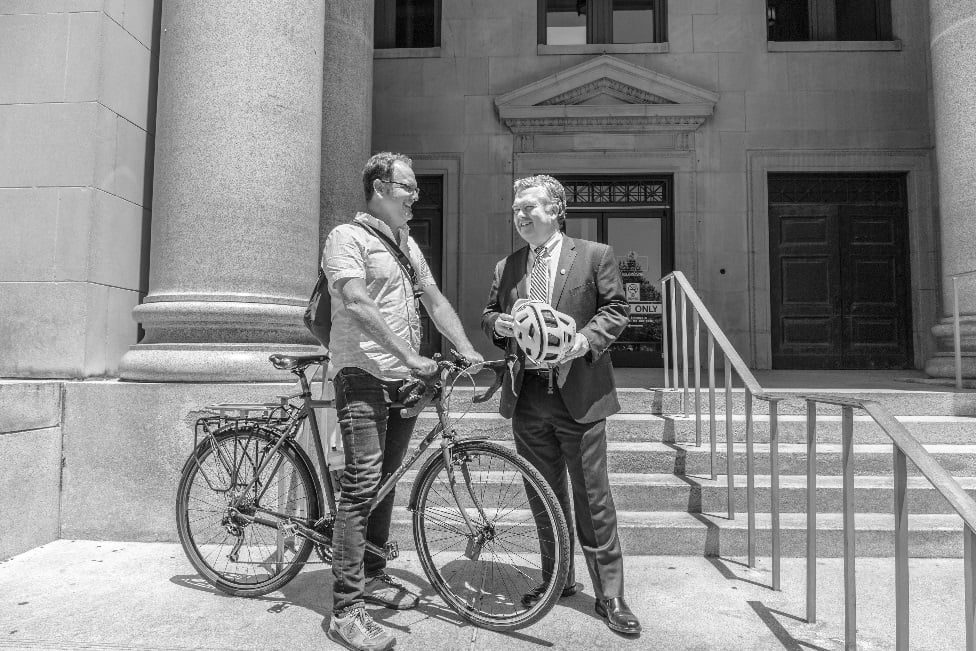 Asheville on Bikes MIke Sule and Buncome Co DA Todd Williams