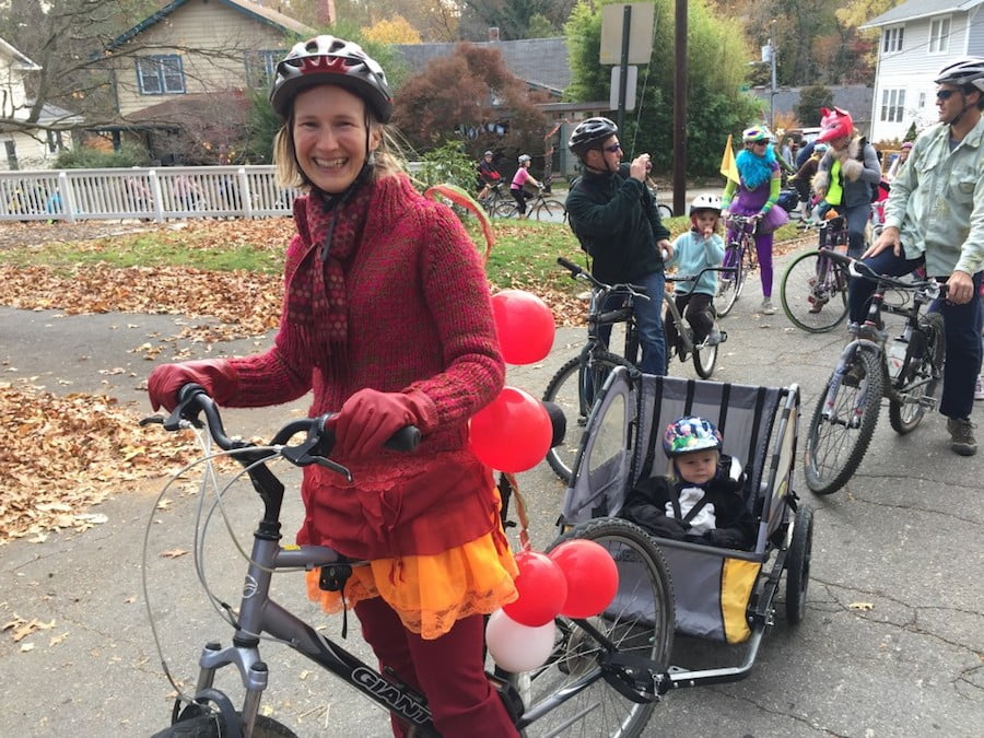 women riding bikes