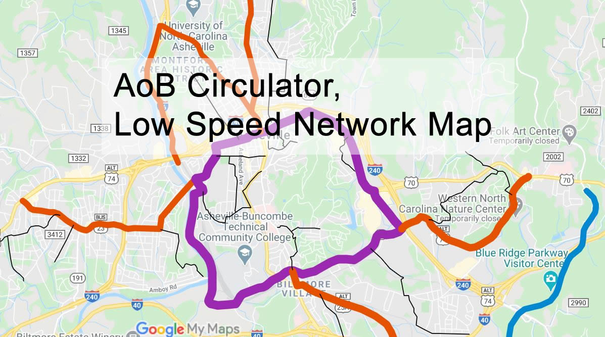 Asheville on Bikes Low Speed Street Network and Circulator Map ... - Capture Aob Network Map