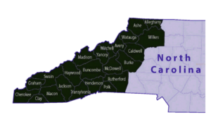 County Map of Western North Carolina