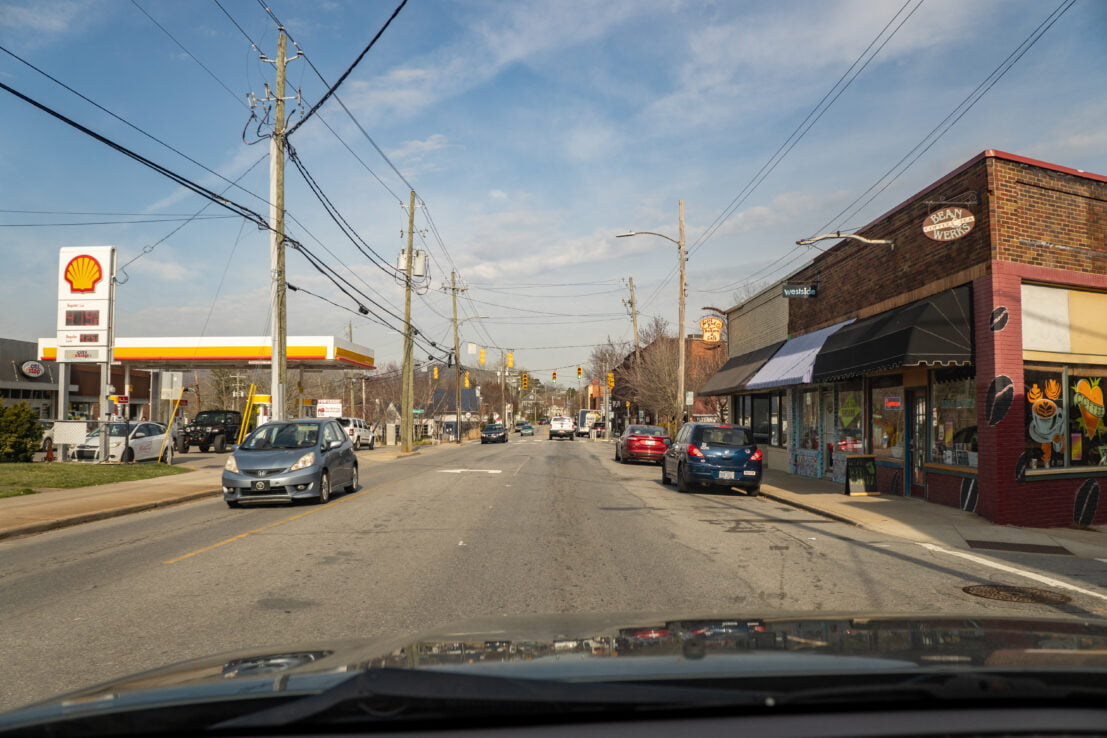 Haywood Rd near Sand Hill Rd looking west in 2021