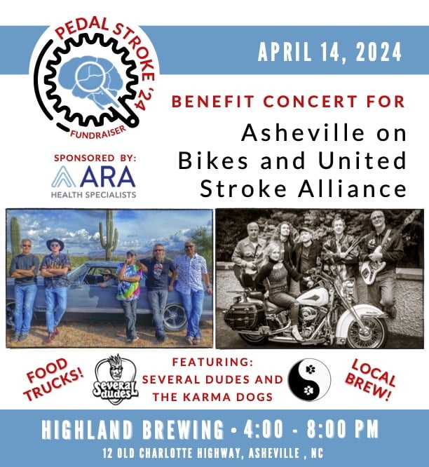 Benefit for Asheville on Bikes and United Stroke Alliance - April 14, 2024 at Highland Brewing Company