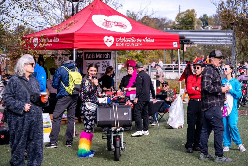 Attendees at Pumpkin Pedaller Community Ride 2025 in Asheville