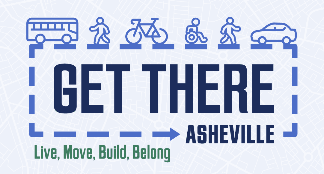 Get There Asheville logo with tagline Live Move Build Belong