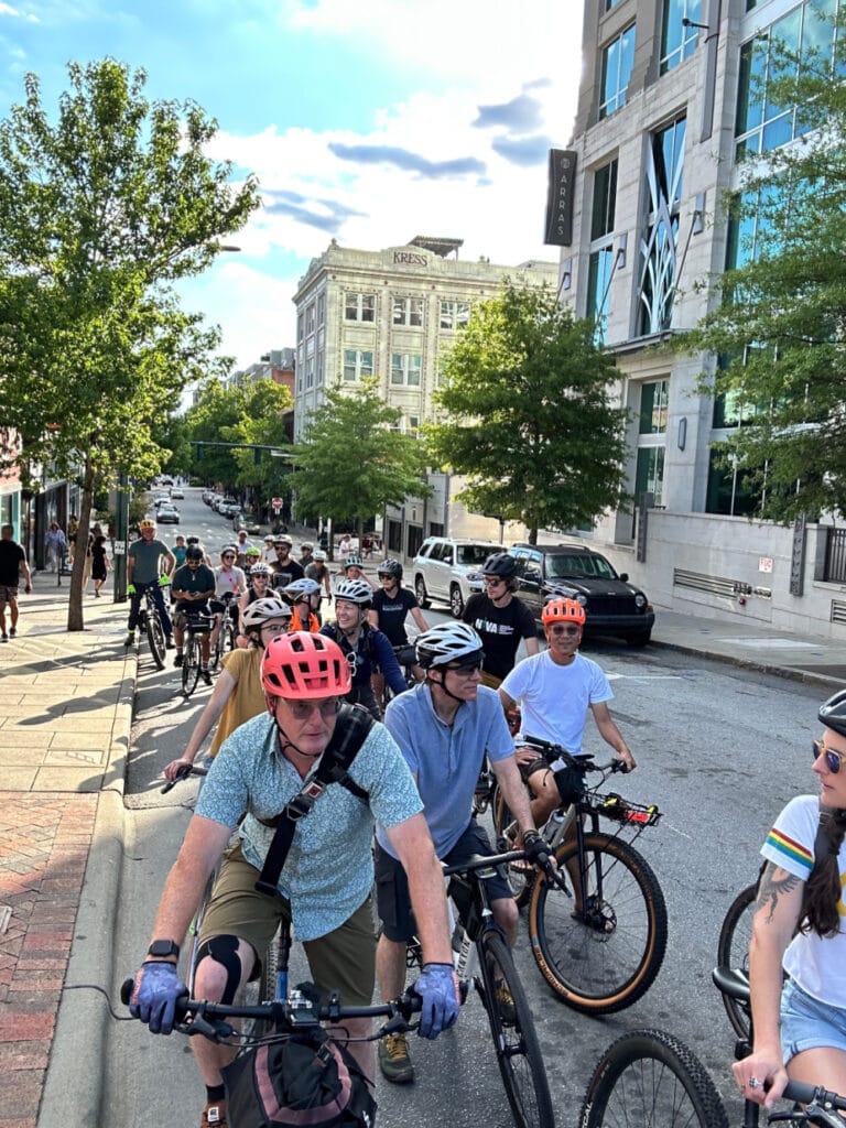 Cyclists at Bear’s Community Ride in Asheville