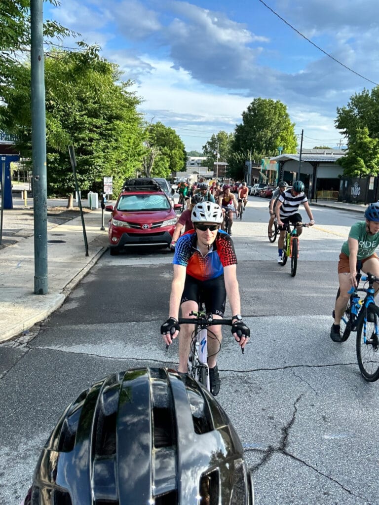 Cyclists at Bear’s Community Ride in Asheville