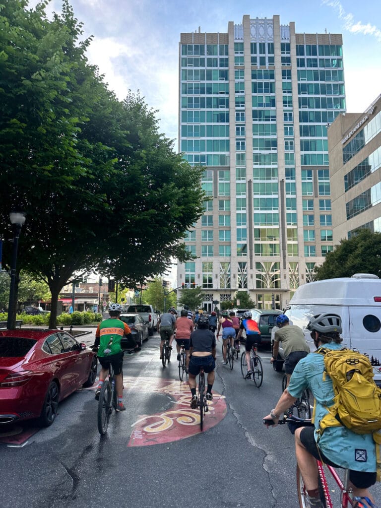 Cyclists at Bear’s Community Ride in Asheville